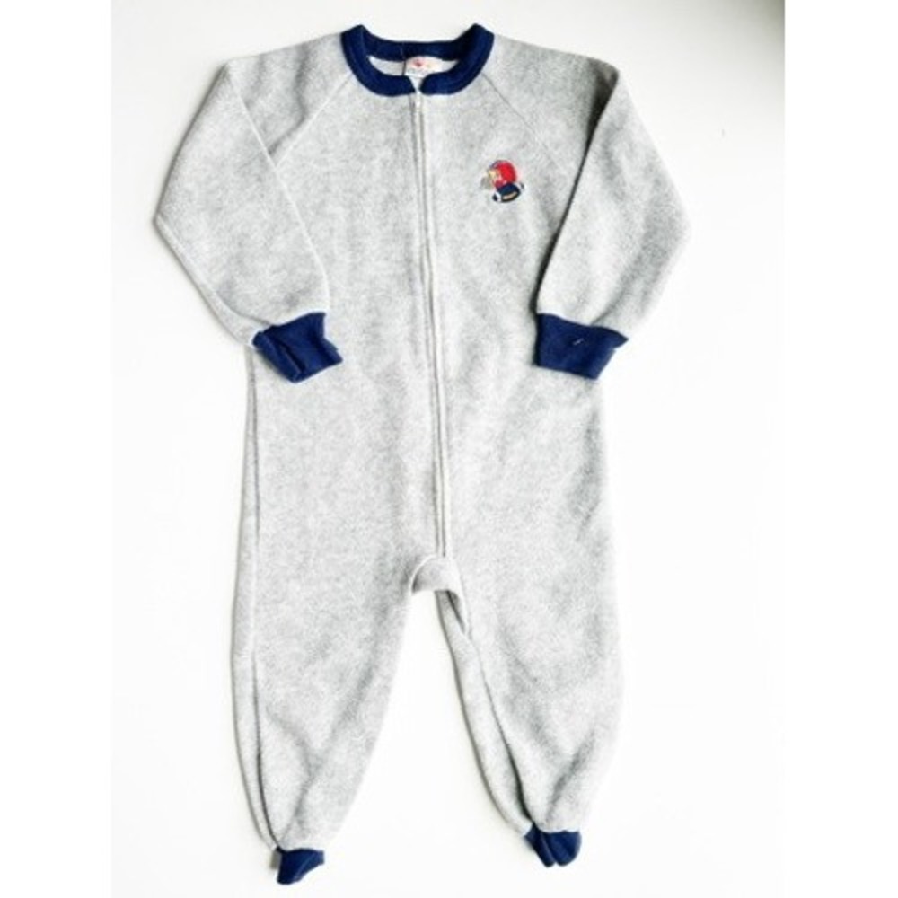 Carter's Vintage  Kids Fleece Footed Pajamas Football Helmet Gray Navy